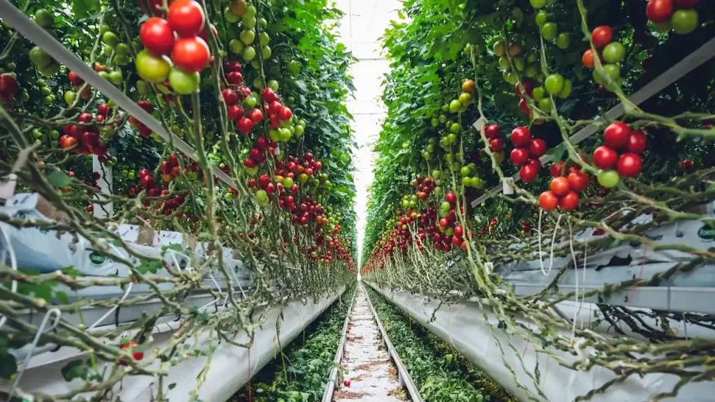 Tomato plants with structural support