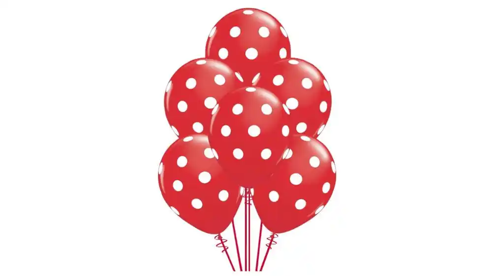 Qualatex Big Polka Dots White/Red Biodegradable Latex Balloons