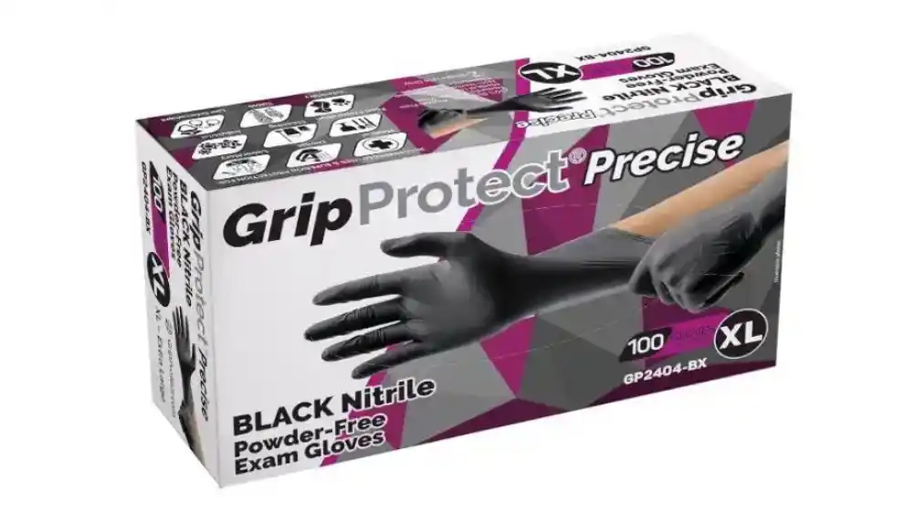 GripProtect® Precise Black Nitrile Exam Biodegradable Gloves