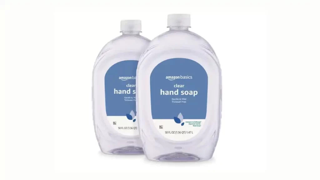 Amazon Basics Gentle & Mild Clear Liquid Handsoap Refill, Triclosan-free, - 50 Fl Oz. Pack of 2