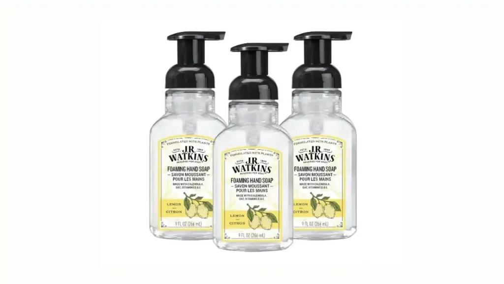 J.R. Watkins Foaming Hand Soap with Pump Dispenser, Moisturizing Foam Hand Wash, All Natural, Alcohol-Free, Cruelty-Free, USA Made, Lemon, 9 fl oz, 3 Pack